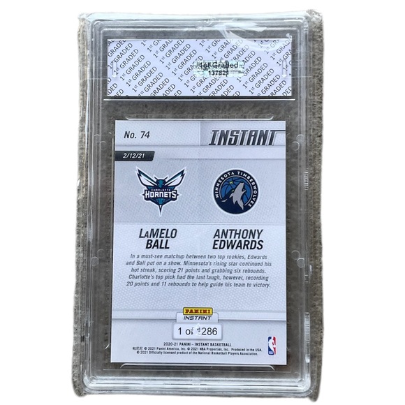 Lamelo Ball Anthony Edwards 2020 Panini Instant #74 1/1286 Rookie Card GEM MINT - Picture 2 of 2